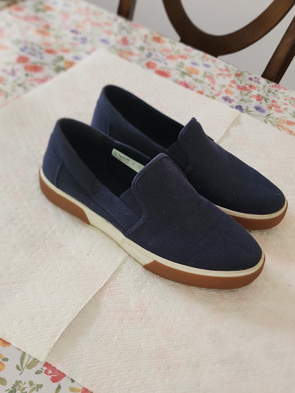 Timberland Navy Canvas Slip-On Loafers with Gum Sole